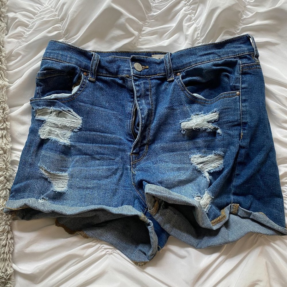 Ripped Denim Shorts